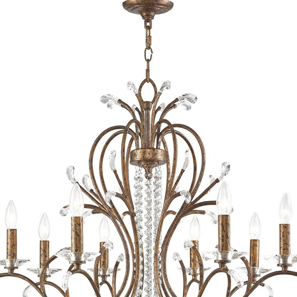Bronze Eight Light Metal Dimmable Chandelier With Shades HomeRoots