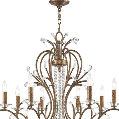 Bronze Eight Light Metal Dimmable Chandelier With Shades HomeRoots