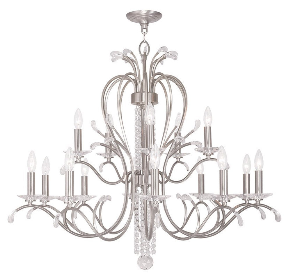 Nickel And Clear Multi Light Metal Dimmable Chandelier With Shades HomeRoots