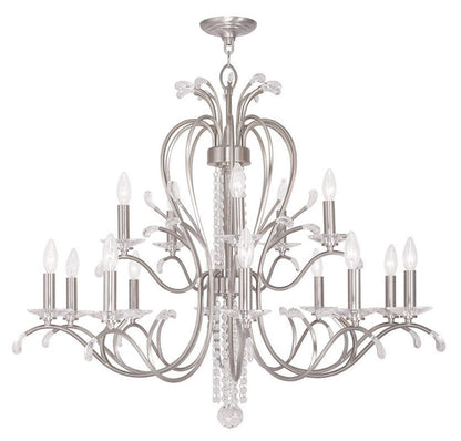 Nickel And Clear Multi Light Metal Dimmable Chandelier With Shades HomeRoots