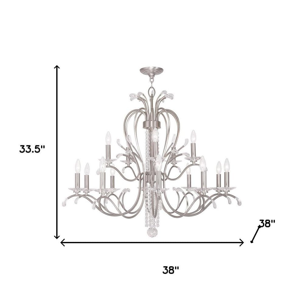 Nickel And Clear Multi Light Metal Dimmable Chandelier With Shades HomeRoots