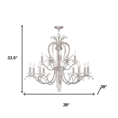 Nickel And Clear Multi Light Metal Dimmable Chandelier With Shades HomeRoots