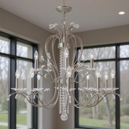 Nickel And Clear Multi Light Metal Dimmable Chandelier With Shades HomeRoots