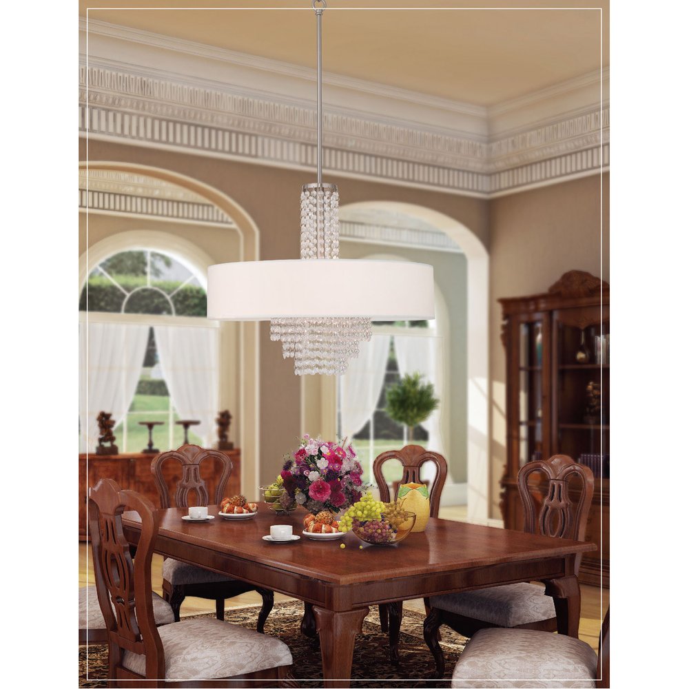 Five Light Dimmable Chandelier With Shades HomeRoots