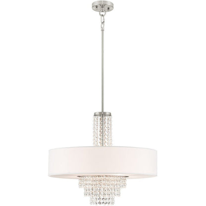 Nickel Five Light Metal Dimmable Chandelier With Shades HomeRoots