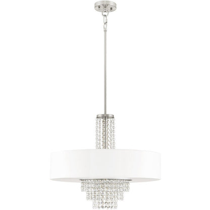 Nickel Five Light Metal Dimmable Chandelier With Shades HomeRoots