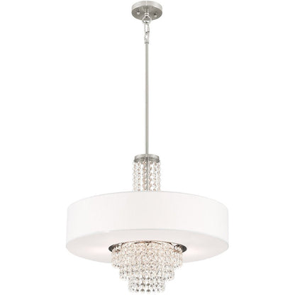 Nickel Five Light Metal Dimmable Chandelier With Shades HomeRoots
