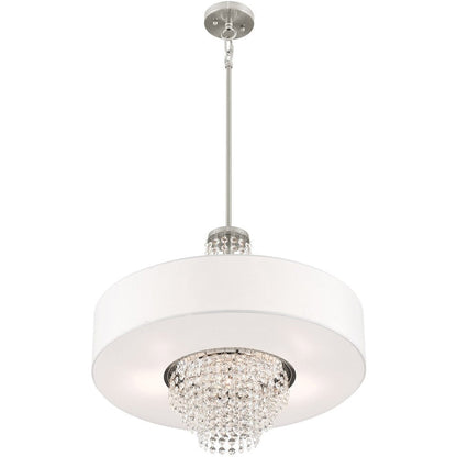 Nickel Five Light Metal Dimmable Chandelier With Shades HomeRoots