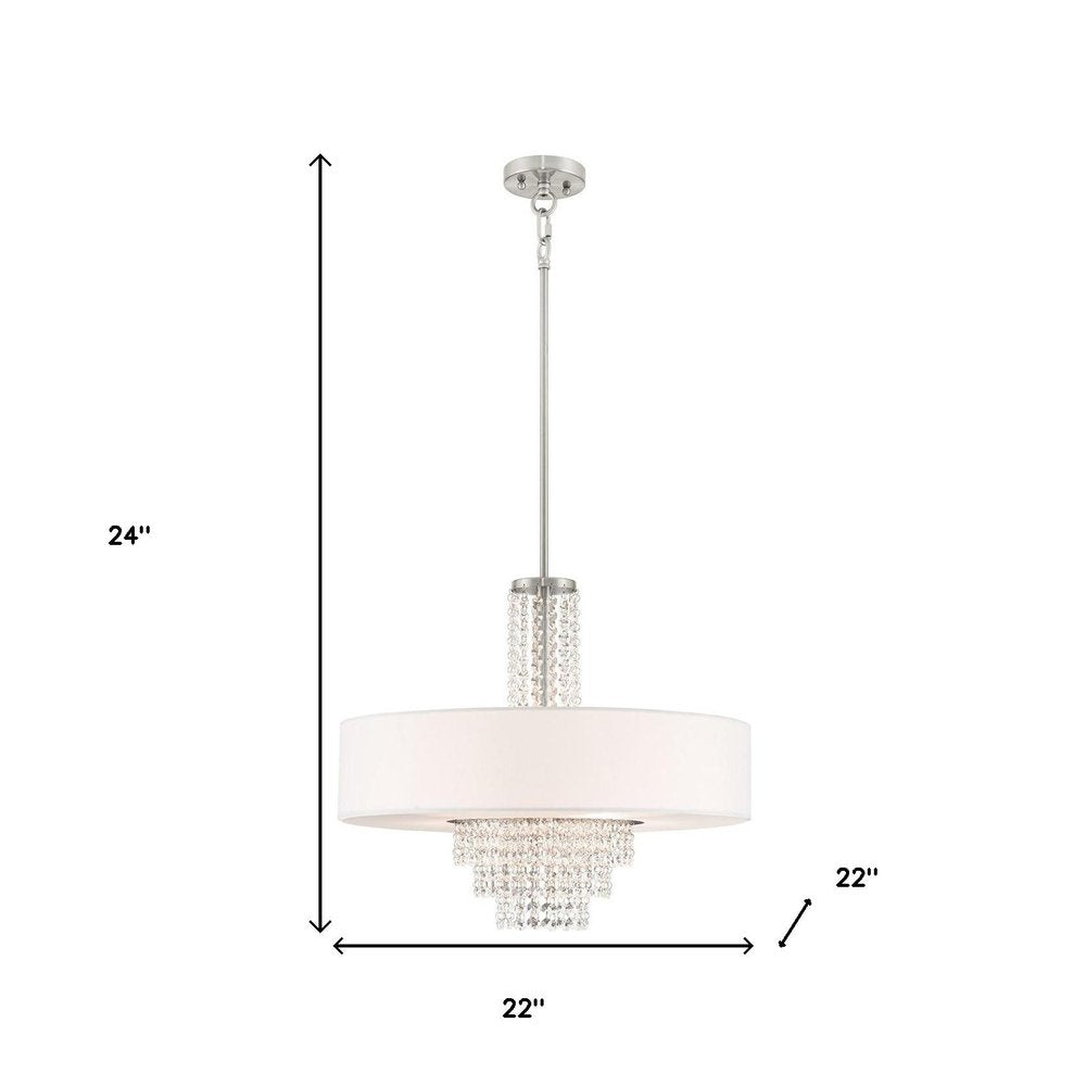 Nickel Five Light Metal Dimmable Chandelier With Shades HomeRoots