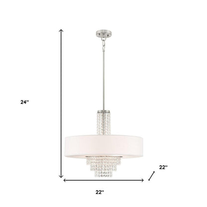 Nickel Five Light Metal Dimmable Chandelier With Shades HomeRoots