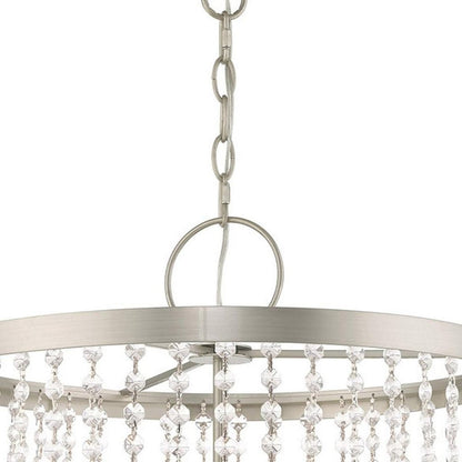 Nickel Four Light Metal Dimmable Chandelier With Shades HomeRoots