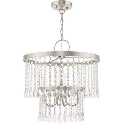 Nickel Four Light Metal Dimmable Chandelier With Shades HomeRoots
