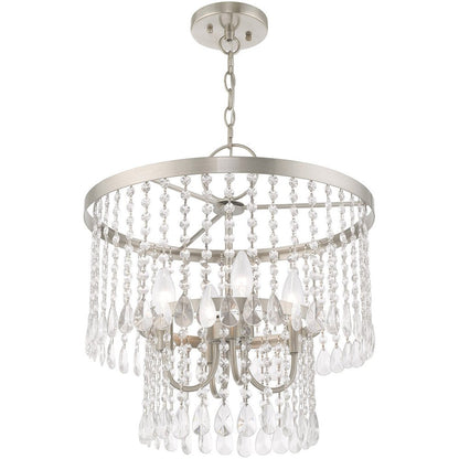 Nickel Four Light Metal Dimmable Chandelier With Shades HomeRoots