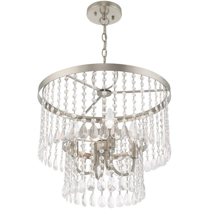 Nickel Four Light Metal Dimmable Chandelier With Shades HomeRoots