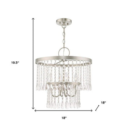 Nickel Four Light Metal Dimmable Chandelier With Shades HomeRoots