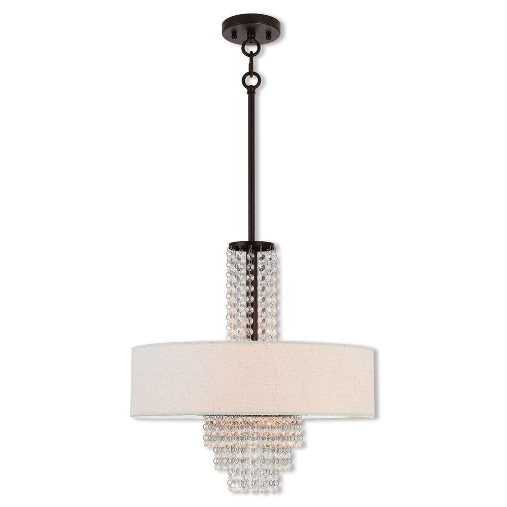 Bronze Four Light Metal Dimmable Chandelier With Shades HomeRoots