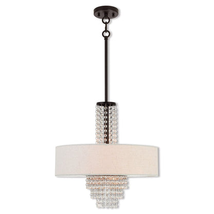 Bronze Four Light Metal Dimmable Chandelier With Shades HomeRoots