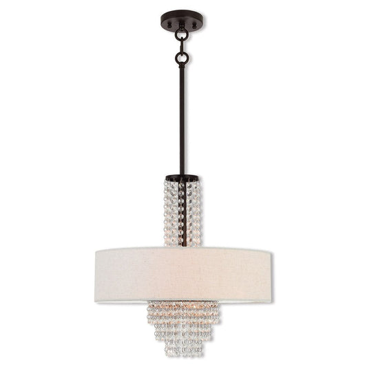 Bronze Four Light Metal Dimmable Chandelier With Shades HomeRoots