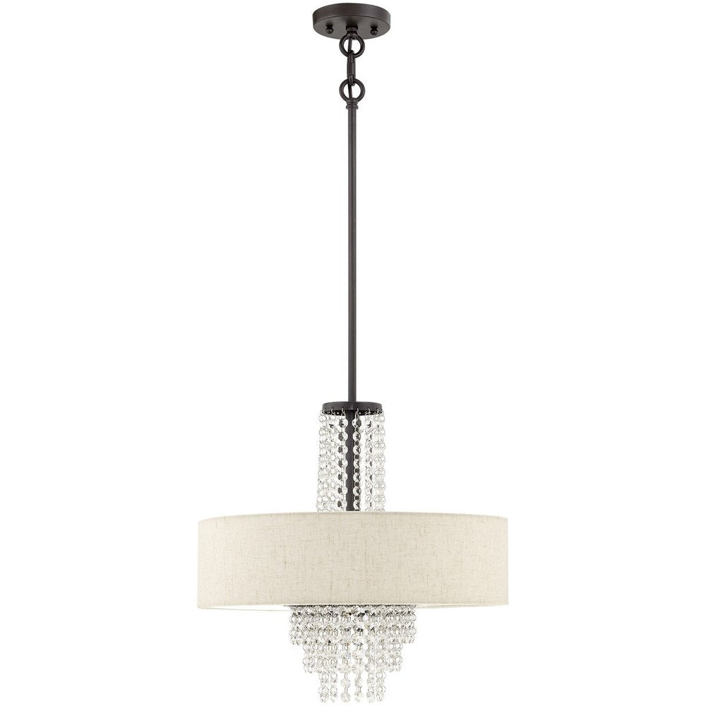 Bronze Four Light Metal Dimmable Chandelier With Shades HomeRoots