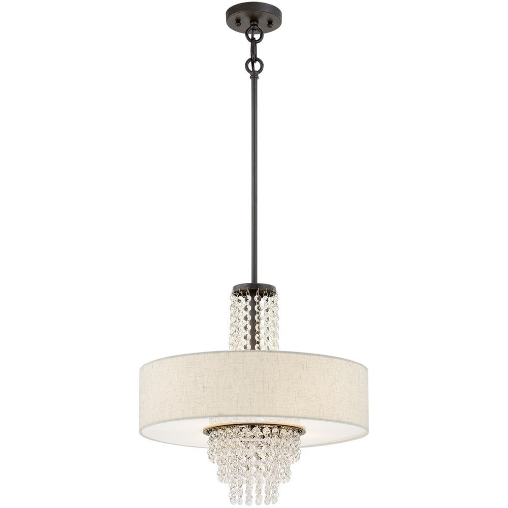 Bronze Four Light Metal Dimmable Chandelier With Shades HomeRoots
