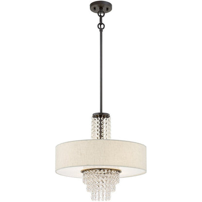 Bronze Four Light Metal Dimmable Chandelier With Shades HomeRoots