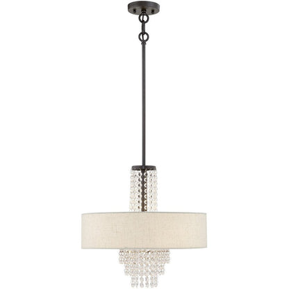 Bronze Four Light Metal Dimmable Chandelier With Shades HomeRoots