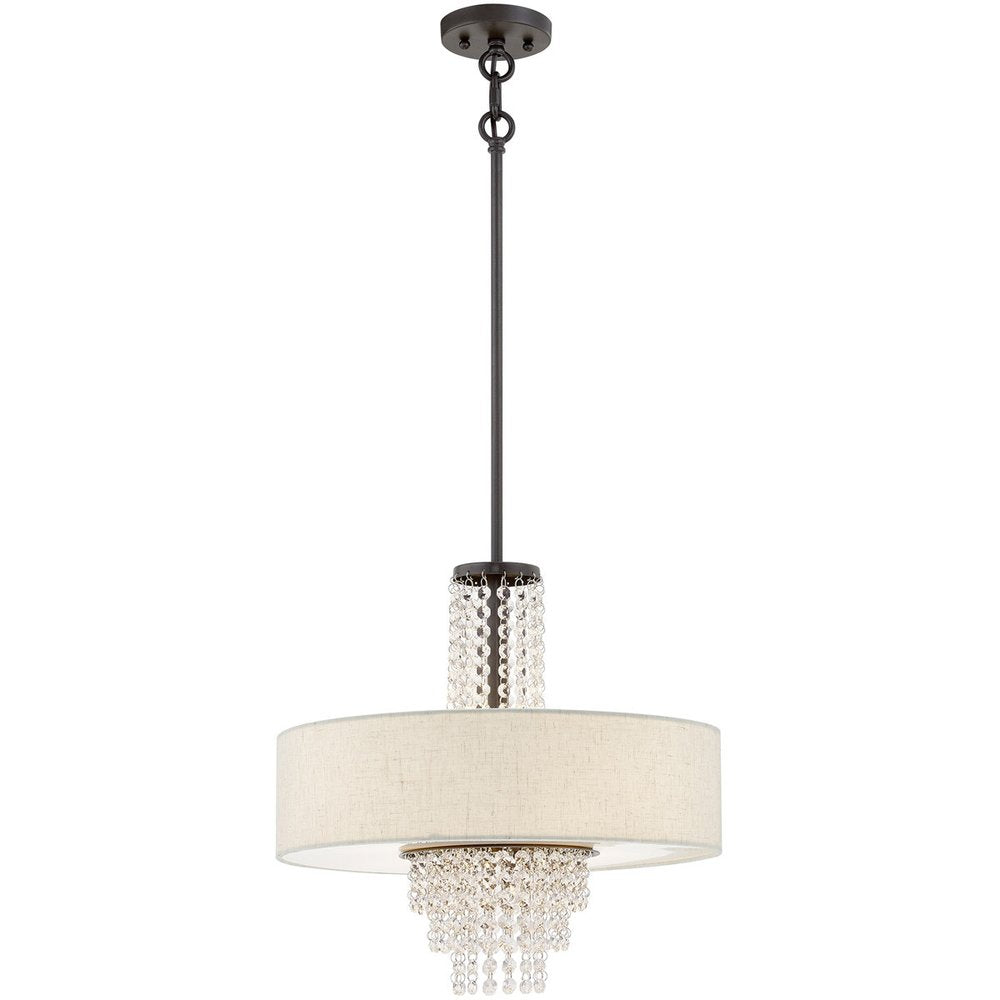 Bronze Four Light Metal Dimmable Chandelier With Shades HomeRoots