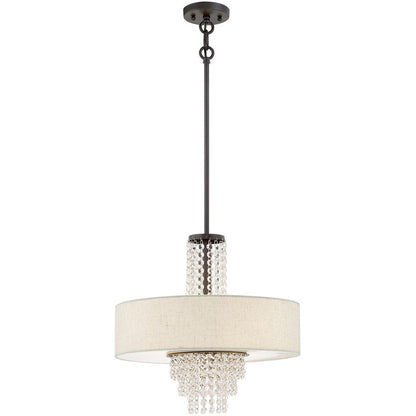 Bronze Four Light Metal Dimmable Chandelier With Shades HomeRoots