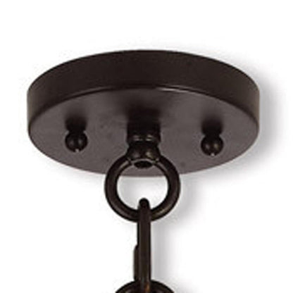 Bronze Four Light Metal Dimmable Chandelier With Shades HomeRoots