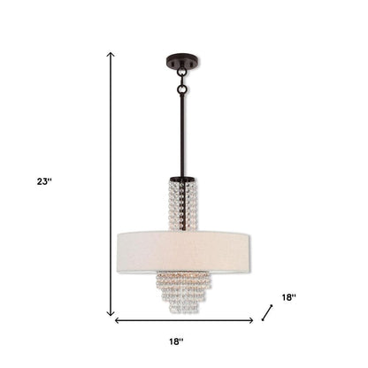 Bronze Four Light Metal Dimmable Chandelier With Shades HomeRoots