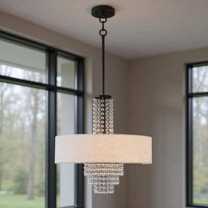 Bronze Four Light Metal Dimmable Chandelier With Shades HomeRoots