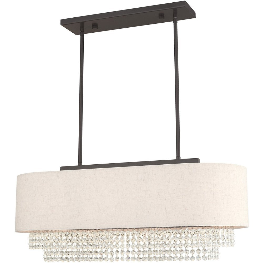Bronze Three Light Metal Dimmable Chandelier With Shades HomeRoots