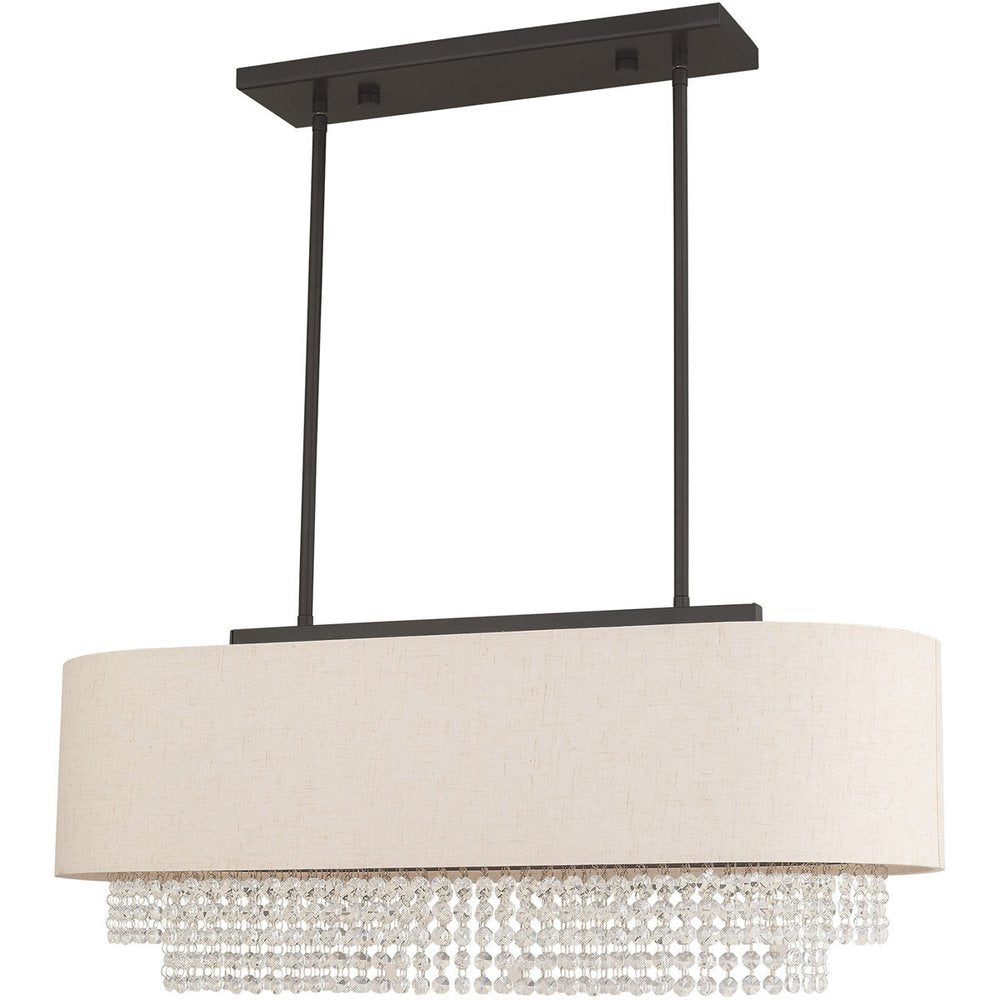 Bronze Three Light Metal Dimmable Chandelier With Shades HomeRoots