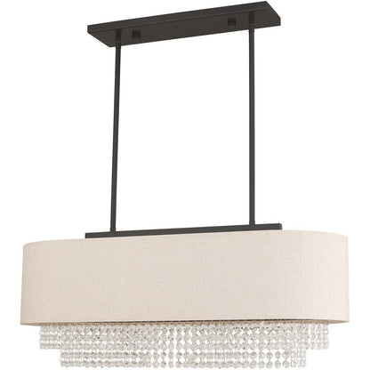 Bronze Three Light Metal Dimmable Chandelier With Shades HomeRoots