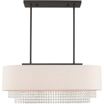 Bronze Three Light Metal Dimmable Chandelier With Shades HomeRoots