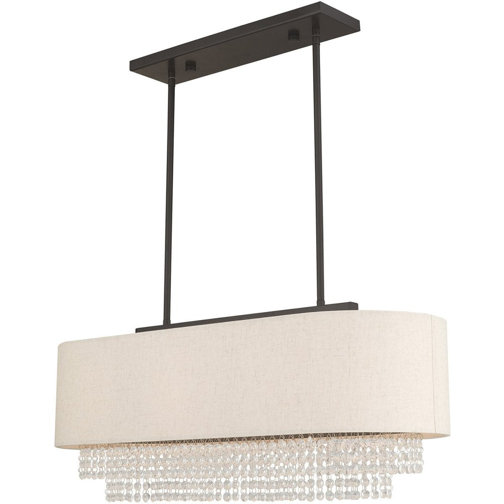 Bronze Three Light Metal Dimmable Chandelier With Shades HomeRoots