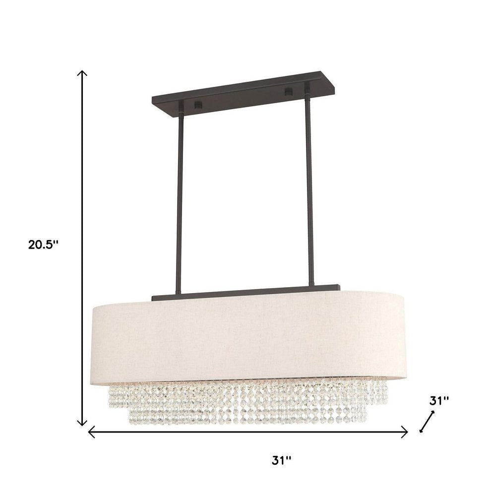 Bronze Three Light Metal Dimmable Chandelier With Shades HomeRoots