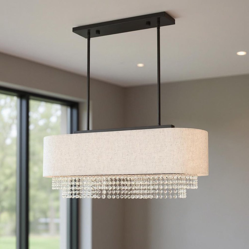 Bronze Three Light Metal Dimmable Chandelier With Shades HomeRoots