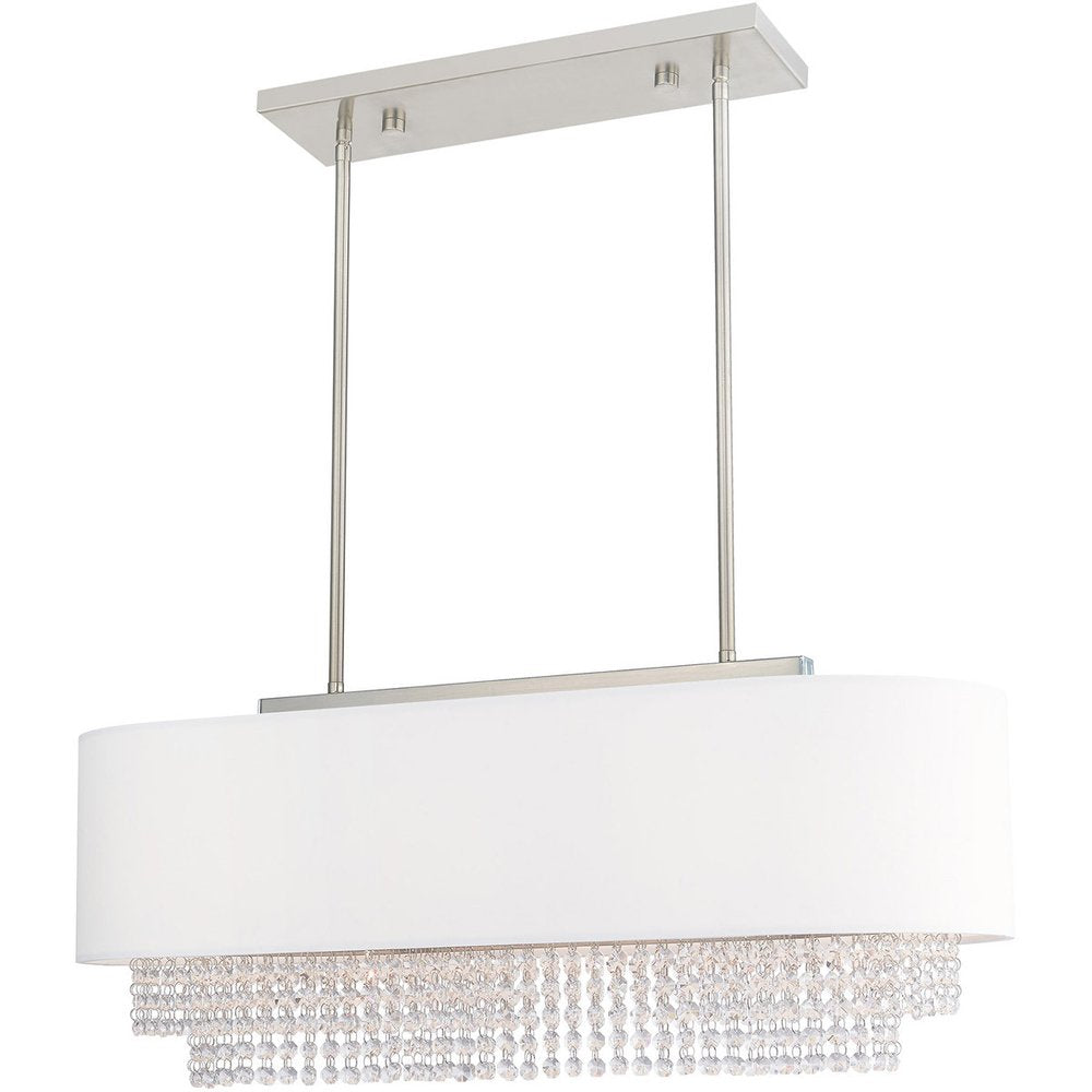 Nickel Three Light Metal Dimmable Chandelier With Shades HomeRoots