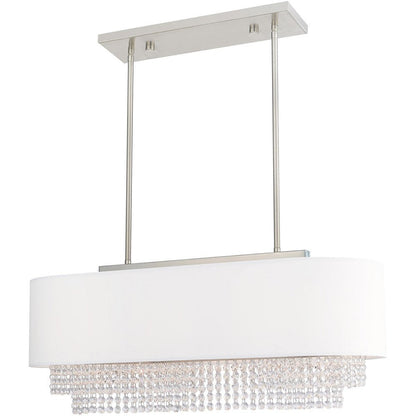 Nickel Three Light Metal Dimmable Chandelier With Shades HomeRoots