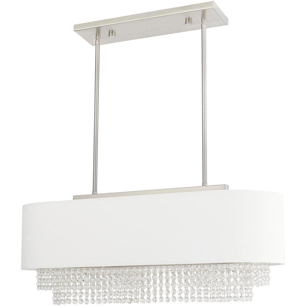 Nickel Three Light Metal Dimmable Chandelier With Shades HomeRoots