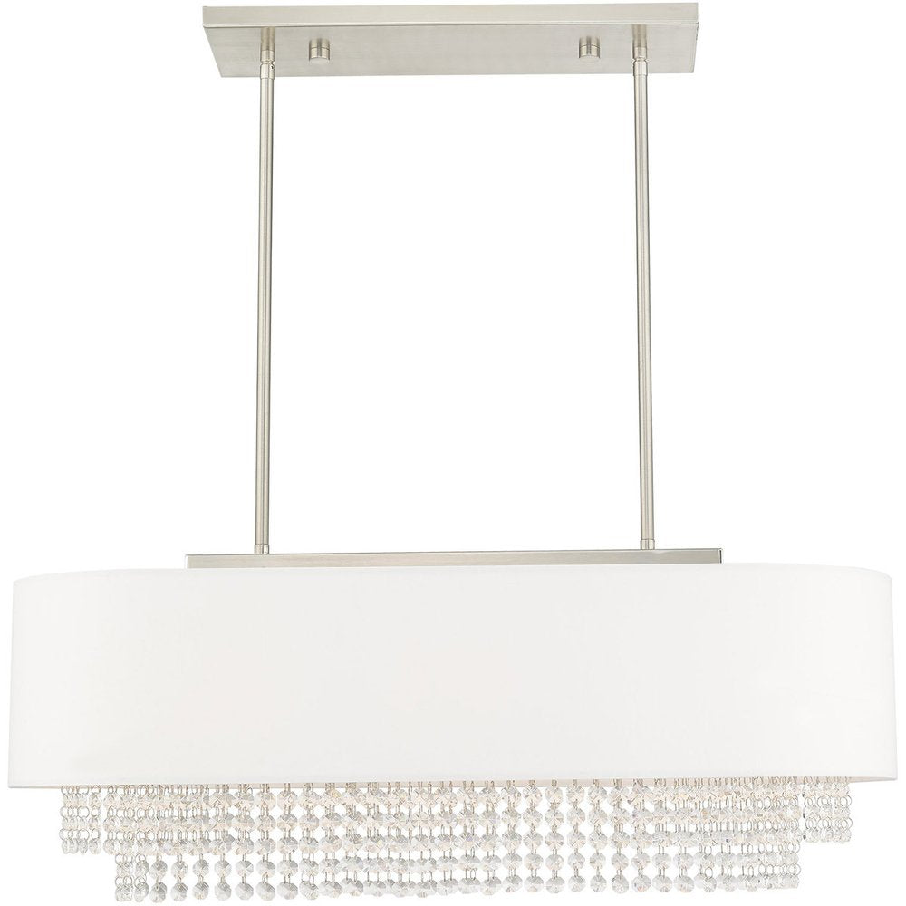 Nickel Three Light Metal Dimmable Chandelier With Shades HomeRoots