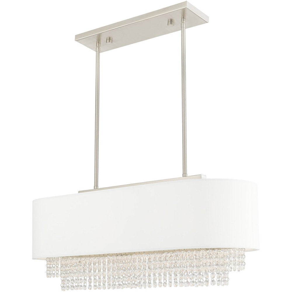 Nickel Three Light Metal Dimmable Chandelier With Shades HomeRoots