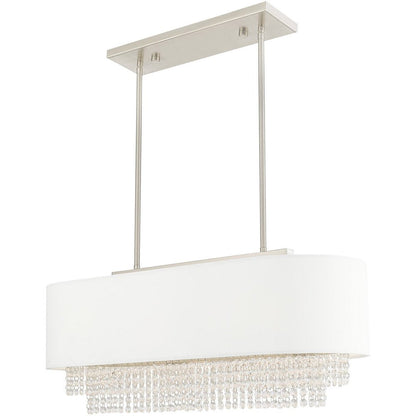 Nickel Three Light Metal Dimmable Chandelier With Shades HomeRoots