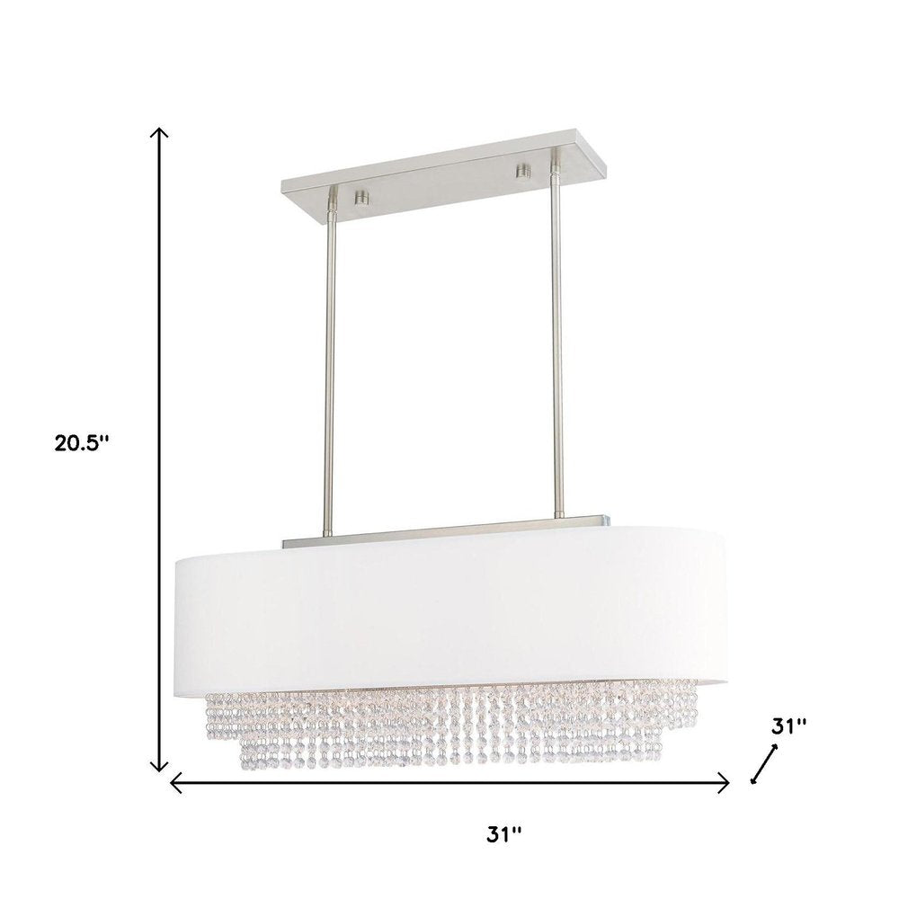 Nickel Three Light Metal Dimmable Chandelier With Shades HomeRoots
