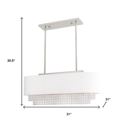 Nickel Three Light Metal Dimmable Chandelier With Shades HomeRoots
