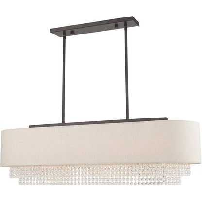Bronze Five Light Metal Dimmable Chandelier With Shades HomeRoots