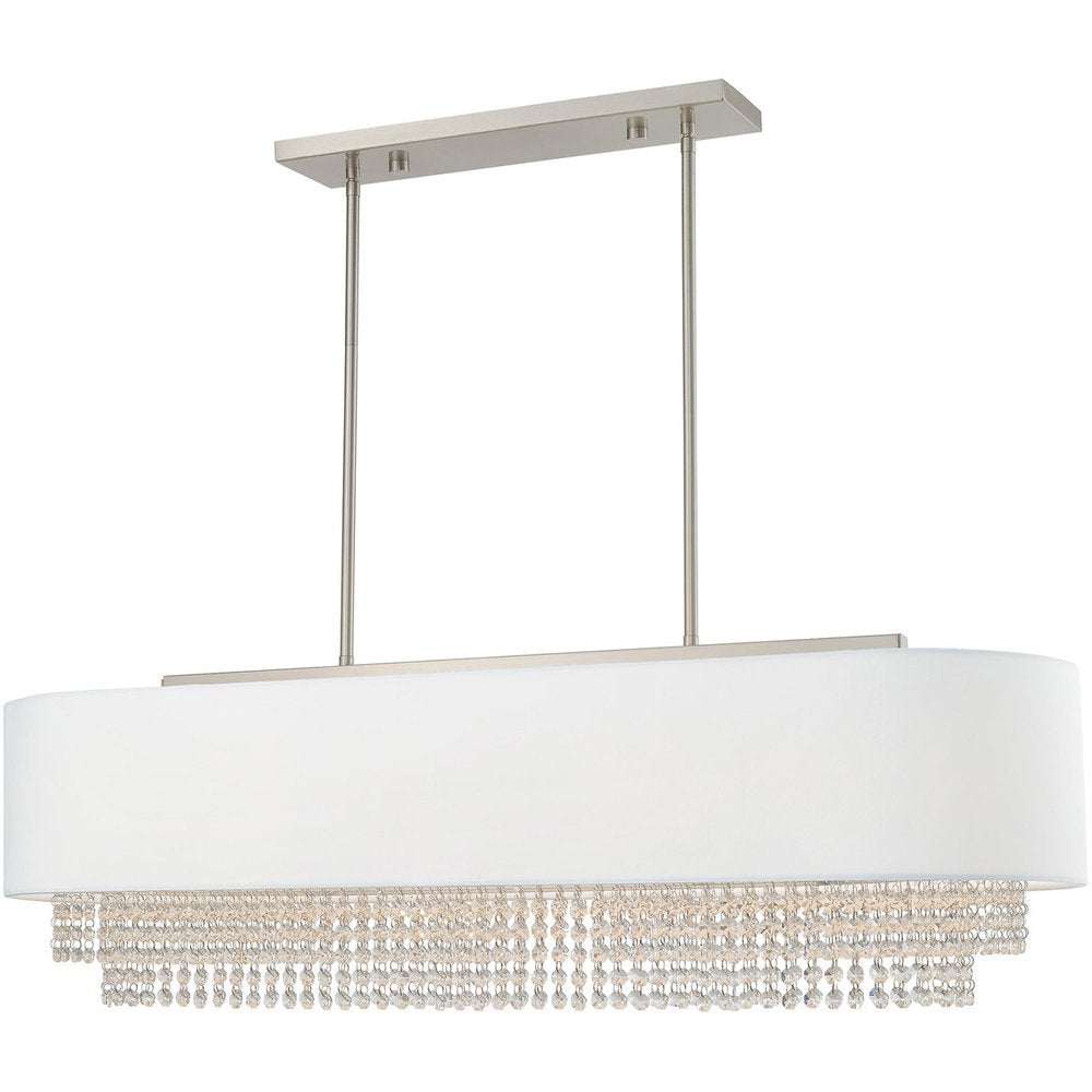 Nickel Five Light Metal Dimmable Chandelier With Shades HomeRoots