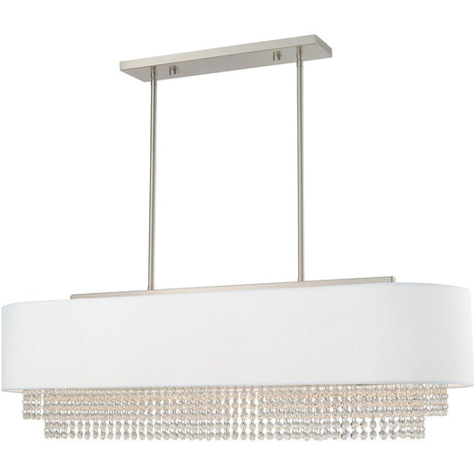 Nickel Five Light Metal Dimmable Chandelier With Shades HomeRoots