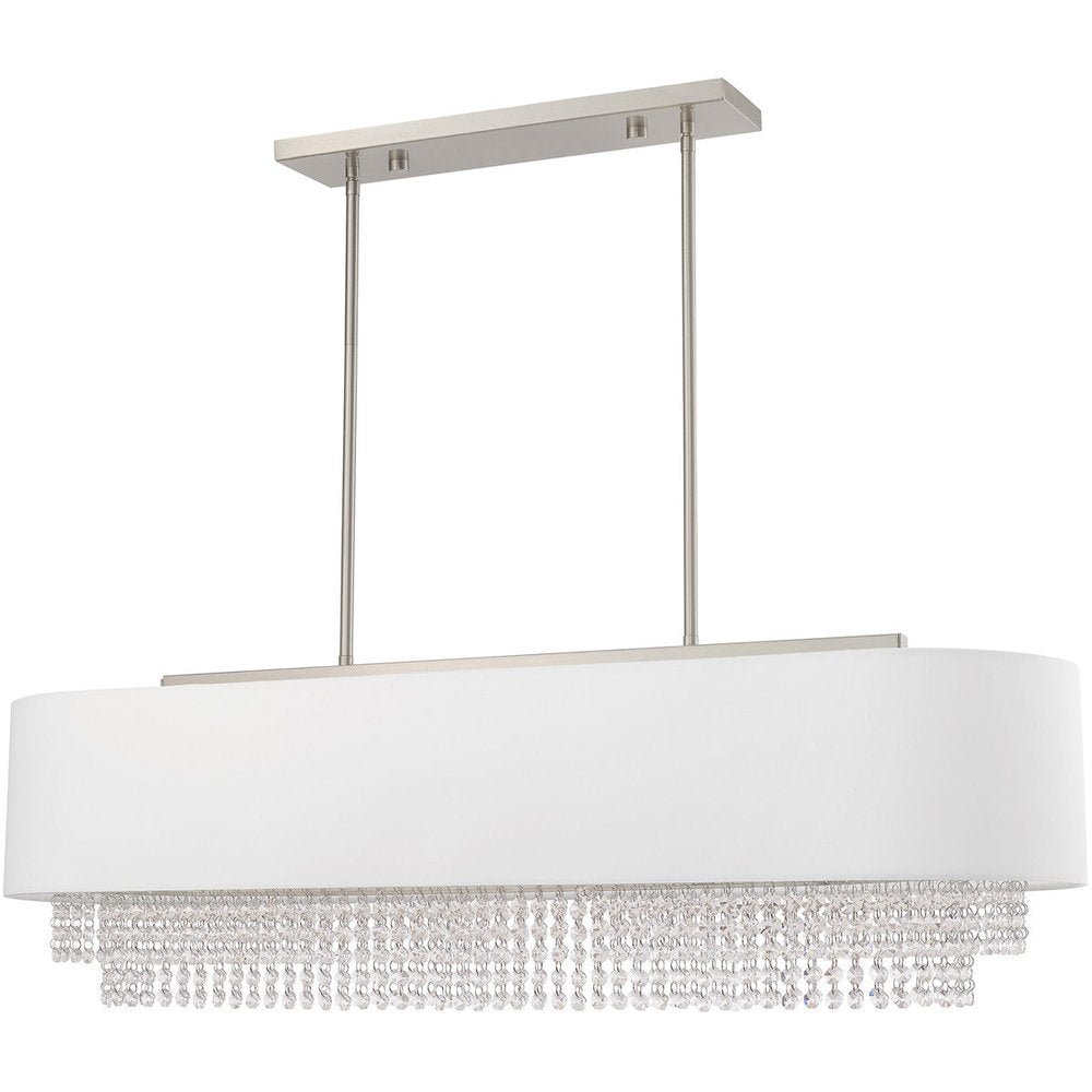 Nickel Five Light Metal Dimmable Chandelier With Shades HomeRoots